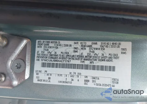 2013 Ford Escape Titanium from USA, damaged, VIN 1FMCU9J98DUC71787
